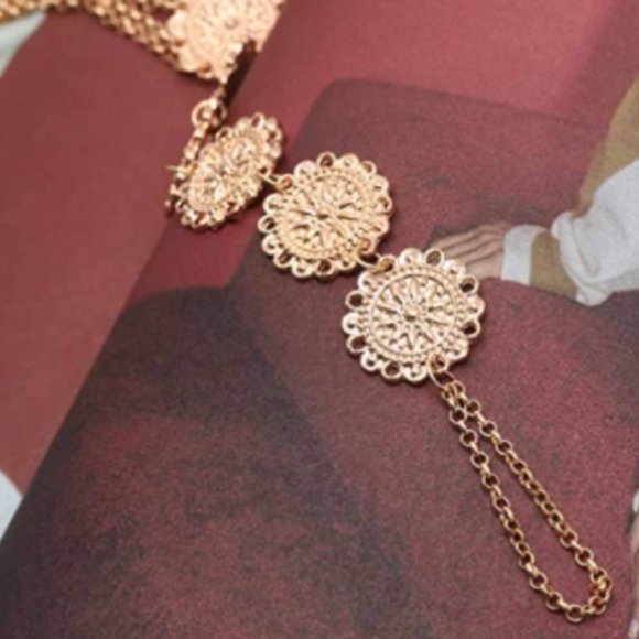 UO Vintage Layer Gold Coins Beach Anklet Chain - Picture 2 of 8